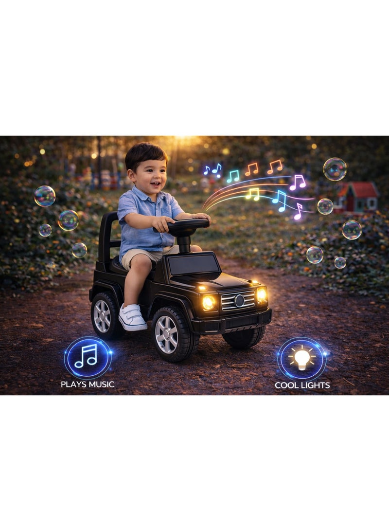 StarMarz Premium Black Luxury Ride-On Jeep – Foot-to-Floor Push Car with Steering Wheel & Backrest – Toddlers (1–5 Years), Black Edition - Image 2